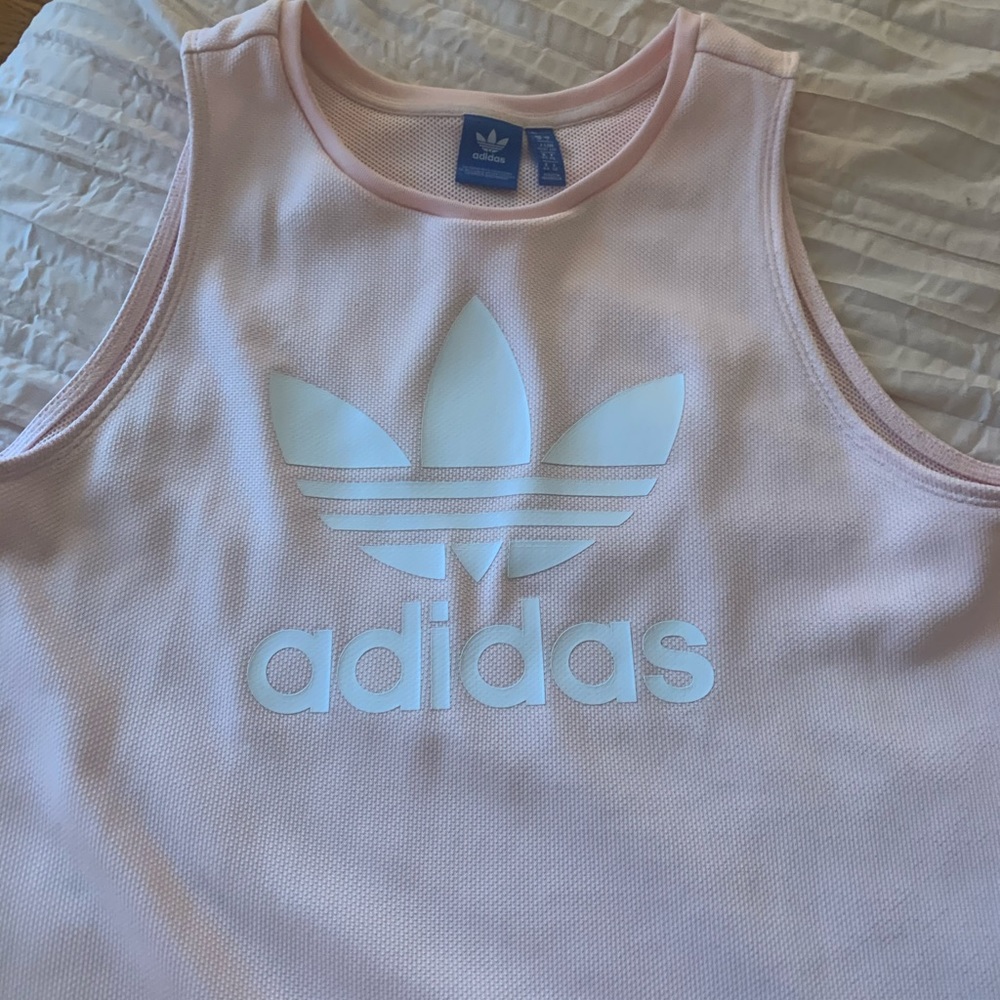 Pink Adidas  tank top, with white log